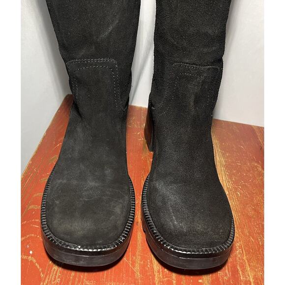 Steve Madden Black Suede Over The Knee Chunky Boots Sz 10-10.5 EU 41 Block Heel - Picture 4 of 12